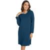 imageWiWi Womens Long Sleeve Nightdress Viscose from Bamboo Nightgowns for Women Crew Neck Sleepwear SXXLPeacock Blue