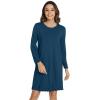 imageWiWi Womens Long Sleeve Nightdress Viscose from Bamboo Nightgowns for Women Crew Neck Sleepwear SXXLPeacock Blue