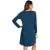 imageWiWi Womens Long Sleeve Nightdress Viscose from Bamboo Nightgowns for Women Crew Neck Sleepwear SXXLPeacock Blue
