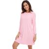 imageWiWi Womens Long Sleeve Nightdress Viscose from Bamboo Nightgowns for Women Crew Neck Sleepwear SXXLPink