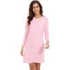 imageWiWi Womens Long Sleeve Nightdress Viscose from Bamboo Nightgowns for Women Crew Neck Sleepwear SXXLPink