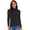 imageWiWi Womens Mock Turtleneck Pullover Tops Long Sleeve Pajama Top Viscose from Bamboo Slim Fit Underwear SXXLBlack