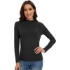 imageWiWi Womens Mock Turtleneck Pullover Tops Long Sleeve Pajama Top Viscose from Bamboo Slim Fit Underwear SXXLBlack