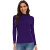 imageWiWi Womens Mock Turtleneck Pullover Tops Long Sleeve Pajama Top Viscose from Bamboo Slim Fit Underwear SXXLDark Purple