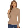imageWiWi Womens Mock Turtleneck Pullover Tops Long Sleeve Pajama Top Viscose from Bamboo Slim Fit Underwear SXXLKhaki