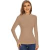 imageWiWi Womens Mock Turtleneck Pullover Tops Long Sleeve Pajama Top Viscose from Bamboo Slim Fit Underwear SXXLKhaki
