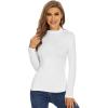 imageWiWi Womens Mock Turtleneck Pullover Tops Long Sleeve Pajama Top Viscose from Bamboo Slim Fit Underwear SXXLPure White