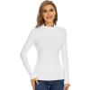 imageWiWi Womens Mock Turtleneck Pullover Tops Long Sleeve Pajama Top Viscose from Bamboo Slim Fit Underwear SXXLPure White