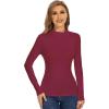 imageWiWi Womens Mock Turtleneck Pullover Tops Long Sleeve Pajama Top Viscose from Bamboo Slim Fit Underwear SXXLWine