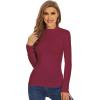 imageWiWi Womens Mock Turtleneck Pullover Tops Long Sleeve Pajama Top Viscose from Bamboo Slim Fit Underwear SXXLWine