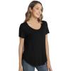 imageWiWi Womens Pajama Tops Soft Crew Neck Sleep Shirt Loose Short Sleeves TShirt Viscose from Bamboo Loungewear SXXLBlack