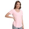 imageWiWi Womens Pajama Tops Soft Crew Neck Sleep Shirt Loose Short Sleeves TShirt Viscose from Bamboo Loungewear SXXLCream Pink