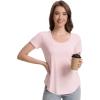 imageWiWi Womens Pajama Tops Soft Crew Neck Sleep Shirt Loose Short Sleeves TShirt Viscose from Bamboo Loungewear SXXLCream Pink