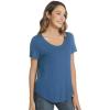 imageWiWi Womens Pajama Tops Soft Crew Neck Sleep Shirt Loose Short Sleeves TShirt Viscose from Bamboo Loungewear SXXLPrussian Blue