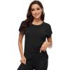 imageWiWi Womens Pajama Tops Soft Crew Neck Sleep Shirt Loose Short Sleeves TShirt Viscose from Bamboo SXXLBlack