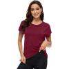 imageWiWi Womens Pajama Tops Soft Crew Neck Sleep Shirt Loose Short Sleeves TShirt Viscose from Bamboo SXXLBurgundy