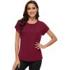 imageWiWi Womens Pajama Tops Soft Crew Neck Sleep Shirt Loose Short Sleeves TShirt Viscose from Bamboo SXXLBurgundy