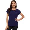 imageWiWi Womens Pajama Tops Soft Crew Neck Sleep Shirt Loose Short Sleeves TShirt Viscose from Bamboo SXXLNavy