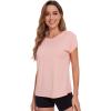 imageWiWi Womens Pajama Tops Soft Crew Neck Sleep Shirt Loose Short Sleeves TShirt Viscose from Bamboo SXXLPeach Pink