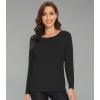 imageWiWi Womens Viscose from Bamboo Pajama Tops Soft Scoop Neck Sleep Shirt Loose Long Sleeves TShirt Loungewear SXXLAblack