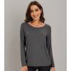 imageWiWi Womens Viscose from Bamboo Pajama Tops Soft Scoop Neck Sleep Shirt Loose Long Sleeves TShirt Loungewear SXXLAcharcoal Heather