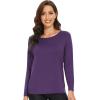 imageWiWi Womens Viscose from Bamboo Pajama Tops Soft Scoop Neck Sleep Shirt Loose Long Sleeves TShirt Loungewear SXXLAdark Purple