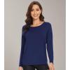 imageWiWi Womens Viscose from Bamboo Pajama Tops Soft Scoop Neck Sleep Shirt Loose Long Sleeves TShirt Loungewear SXXLAnavy