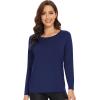 imageWiWi Womens Viscose from Bamboo Pajama Tops Soft Scoop Neck Sleep Shirt Loose Long Sleeves TShirt Loungewear SXXLAnavy