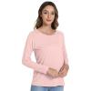 imageWiWi Womens Viscose from Bamboo Pajama Tops Soft Scoop Neck Sleep Shirt Loose Long Sleeves TShirt Loungewear SXXLApeach Pink
