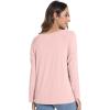 imageWiWi Womens Viscose from Bamboo Pajama Tops Soft Scoop Neck Sleep Shirt Loose Long Sleeves TShirt Loungewear SXXLApeach Pink