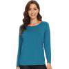 imageWiWi Womens Viscose from Bamboo Pajama Tops Soft Scoop Neck Sleep Shirt Loose Long Sleeves TShirt Loungewear SXXLAteal Blue