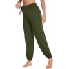 imageWiWi Womens Yoga Pants Stretchy Joggers Pant with Drawstring Comfy Lounge Viscose from Bamboo Bottoms SXXLArmy Green