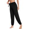 imageWiWi Womens Yoga Pants Stretchy Joggers Pant with Drawstring Comfy Lounge Viscose from Bamboo Bottoms SXXLBlack