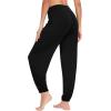 imageWiWi Womens Yoga Pants Stretchy Joggers Pant with Drawstring Comfy Lounge Viscose from Bamboo Bottoms SXXLBlack