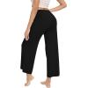 imageWiWi Womens Yoga Pants Viscose from Bamboo Womens Lounge Pants High Waist Comfy Bottom Soft Palazzo Sweatpants SXXLBlack