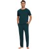 imageWiWi Mens Pajamas Set Viscose from Bamboo Sleepwear Casual Soft Sleep Sets with Pockets Short Sleeve Loungewear SXXLDeep Teal