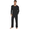 imageWiWi Mens Viscose from Bamboo Pajama Sets Long Sleeve Top and Pants Sleepwear Nightwear Pjs Loungewear Sleep Set SXXLBlack