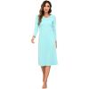 imageWiWi Nightgowns for Women Soft Viscose from Bamboo Long Sleeve Nightshirts Sleepwear Plus Size Nightshirts S3XAqua Blue