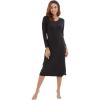 imageWiWi Nightgowns for Women Soft Viscose from Bamboo Long Sleeve Nightshirts Sleepwear Plus Size Nightshirts S3XBlack