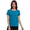 imageWiWi Pajama Top for Women Short Sleeve Scoop Neck Pajamas Soft Viscose from Bamboo Basic Solid TShirt PJ SXXLTeal Blue