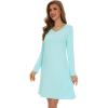 imageWiWi Viscose from Bamboo Nightgowns for Women Long Sleeve Sleep Shirts Soft Sleepwear Pajamas Nightshirts SXXLCaqua