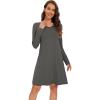 imageWiWi Viscose from Bamboo Nightgowns for Women Long Sleeve Sleep Shirts Soft Sleepwear Pajamas Nightshirts SXXLCiron Grey