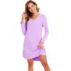 imageWiWi Viscose from Bamboo Womens Vneck Nightgowns Sleep Dress Soft Long Sleeve Nightgown SXXLLight Purple