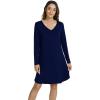imageWiWi Viscose from Bamboo Womens Vneck Nightgowns Sleep Dress Soft Long Sleeve Nightgown SXXLNavy