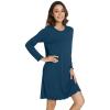imageWiWi Womens Long Sleeve Nightdress Viscose from Bamboo Nightgowns for Women Crew Neck Sleepwear SXXLPeacock Blue
