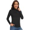 imageWiWi Womens Mock Turtleneck Pullover Tops Long Sleeve Pajama Top Viscose from Bamboo Slim Fit Underwear SXXLBlack