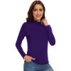 imageWiWi Womens Mock Turtleneck Pullover Tops Long Sleeve Pajama Top Viscose from Bamboo Slim Fit Underwear SXXLDark Purple