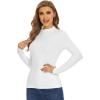 imageWiWi Womens Mock Turtleneck Pullover Tops Long Sleeve Pajama Top Viscose from Bamboo Slim Fit Underwear SXXLPure White