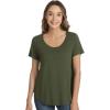 imageWiWi Womens Pajama Tops Soft Crew Neck Sleep Shirt Loose Short Sleeves TShirt Viscose from Bamboo Loungewear SXXLDark Fence Green