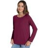 imageWiWi Womens Viscose from Bamboo Pajama Tops Soft Scoop Neck Sleep Shirt Loose Long Sleeves TShirt Loungewear SXXLAburgundy